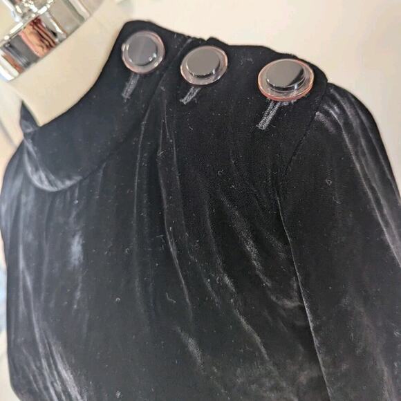 Yves Saint Laurent Vintage Black Velvet Top Button Shoulder Size 34 Viscose/Silk - Picture 3 of 16